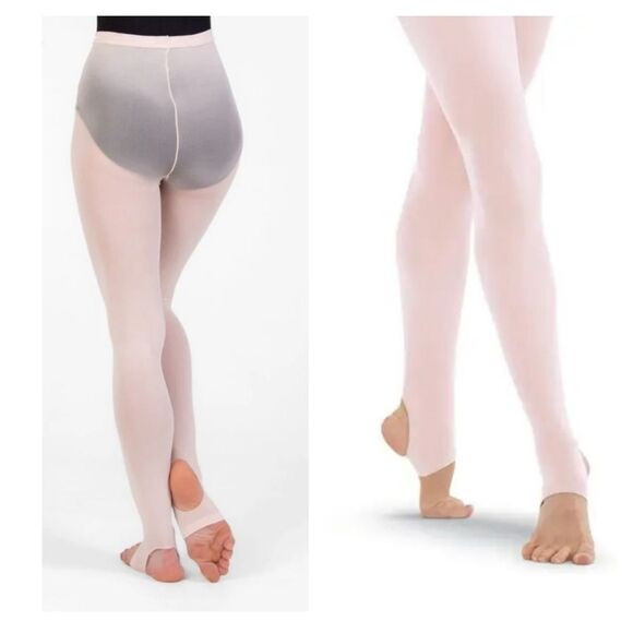 Theatricals Classwear Kids Dance Stirrup Tights Color Pink - Picture 1 of 9